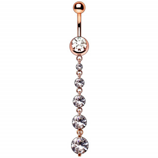 Piercing nombril rose gold � cascade zirconium