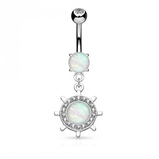 Piercing nombril roue de bateau (barre) � Opales