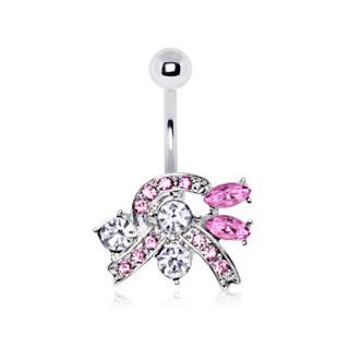 Piercing nombril ruban royal pav� de strass