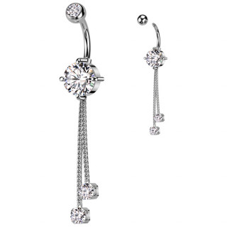 Piercing nombril serti � zirconiums supendus
