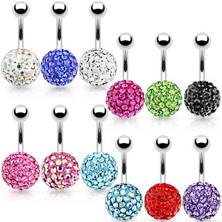 Piercing nombril shamballa cristal f�rido � boules