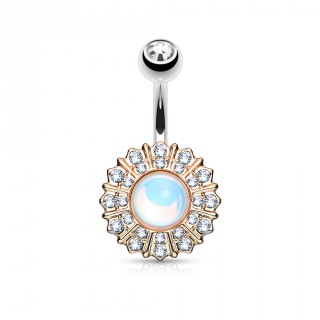 Piercing nombril soleil cuivr� � orbe centrale