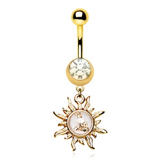 Piercing nombril soleil plaqu� or