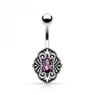 Piercing nombril style broche vintage grav�e