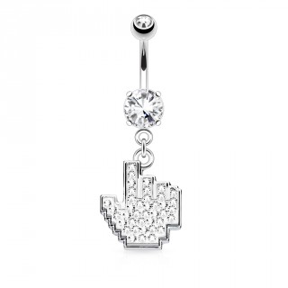 Piercing nombril style main "like" � strass clairs