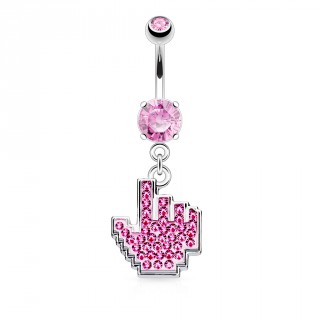 Piercing nombril style main "like" � strass roses