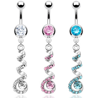 Piercing nombril style spirale cotillon pav�e de pierre