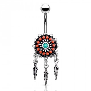 Piercing nombril style Tribal � plumes