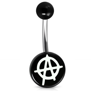 Piercing nombril � symbole "A" Anarchiste - Noir