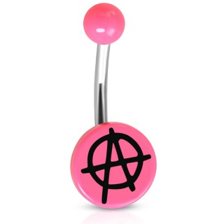 Piercing nombril � symbole "A" Anarchiste - Rose