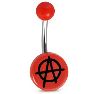 Piercing nombril � symbole "A" Anarchiste - Rouge