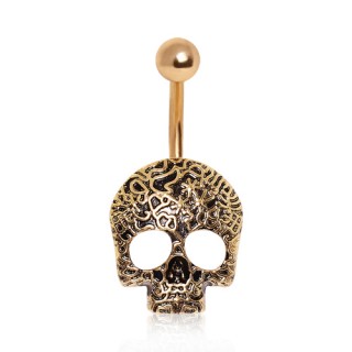 Piercing nombril t�te de mort dor�e vintage