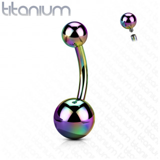 Piercing nombril titane Arc en ciel � filetage interne