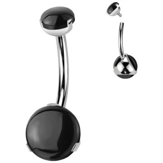 Piercing nombril Titane ASTM F-136 � pierres Agate Noire