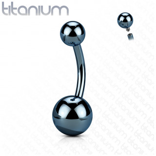 Piercing nombril titane bleu � filetage interne