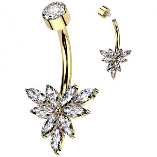 Piercing nombril Titane dor� � Triangle Exquis de Zirconiums