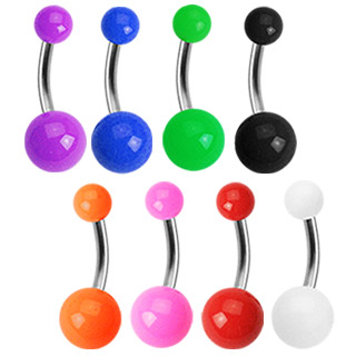 Piercing nombril titane G23 � boules acrylique color�es