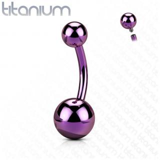 Piercing nombril titane pourpre � filetage interne