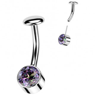 Piercing nombril Titane push-in � zirconium Vitrail Medium et embout disque