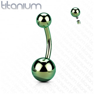 Piercing nombril titane vert � filetage interne