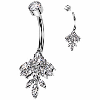 Piercing nombril Titane � Vigne de Zirconiums taill�s en marquises
