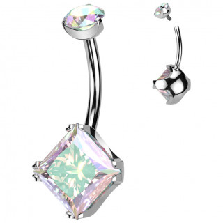 Piercing nombril Titane � zirconium Aurore Bor�ale taill� en losange