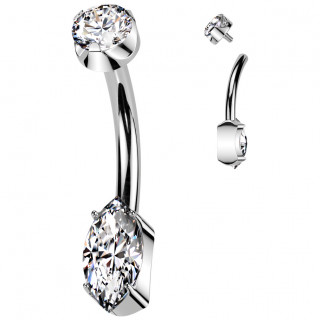 Piercing nombril Titane � zirconiums en rond et amande
