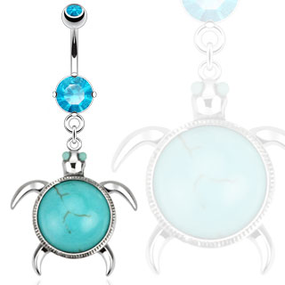 Piercing nombril tortue � Turquoises