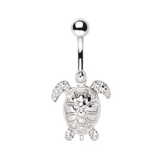 Piercing nombril tortue de mer argent�e