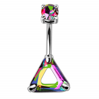 Piercing nombril � triangle de zirconium arc en ciel