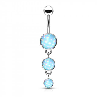 Piercing nombril � trio de bulles d'epoxy - Bleu aqua