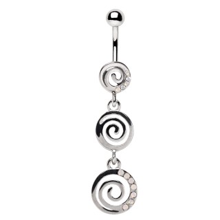 Piercing nombril � trio de spirales serties