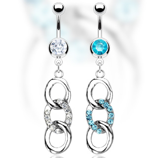 Piercing nombril trois anneaux enchain�s