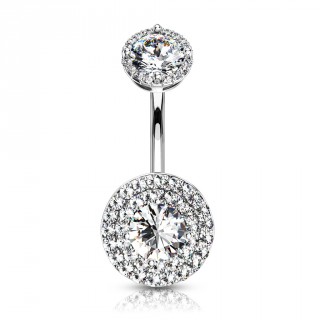 Piercing nombril ultra chic � embouts ronds pav�s de strass
