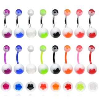 Piercing nombril UV boules � fleurs