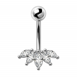 Piercing nombril � 5 zirconias en marquises