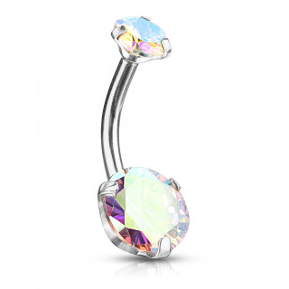 Piercing nombril � zirconiums ronds (filetage interne) - Aurore Bor�ale
