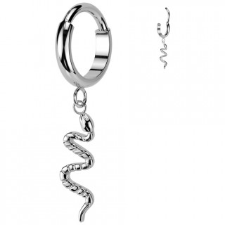 Piercing oreille anneau clicker � pendentif serpent en Titane