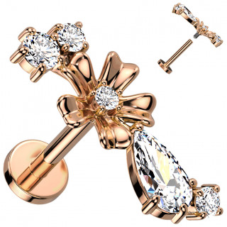 Piercing oreille composition florale vintage (h�lix, flat...) - Cuivr�