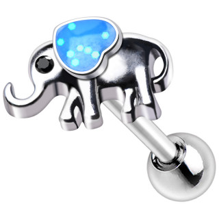 Piercing oreille �l�phant � coeur bleu � paillettes (h�lix, flat...)