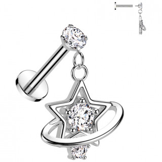 Piercing oreille �toile sertie cercl�e (tragus, h�lix, lobe...)