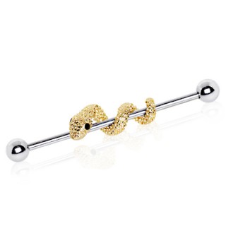 Piercing oreille industriel � petit serpent dor�