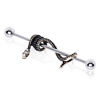 Piercing oreille industriel � serpent style antique