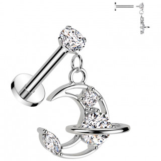Piercing oreille � lune �tincelante en pendentif