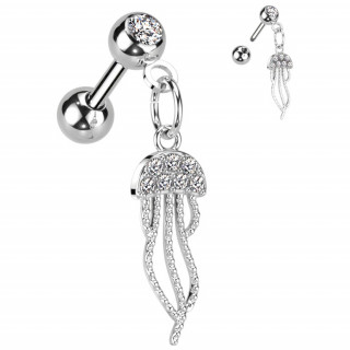 Piercing oreille � m�duse sertie en pendentif