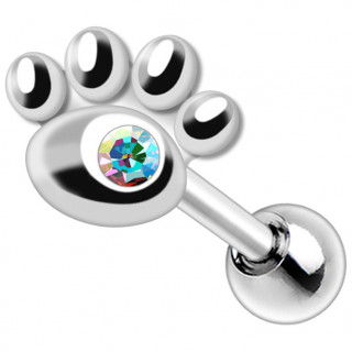 Piercing oreille patte de chien � strass (h�lix, flat...)