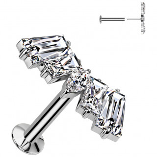 Piercing oreille push-in � arc angulaire orn� de cristaux �tincelants