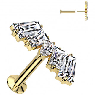 Piercing oreille push-in dor� � arc angulaire orn� de cristaux �tincelants