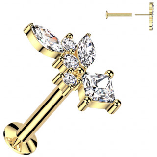 Piercing oreille push-in dor� � composition scintillante