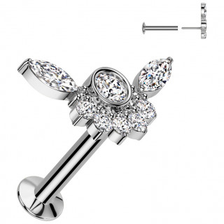 Piercing oreille push-in � embout en forme d'ailes scintillantes